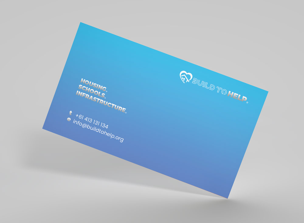 Build To Help branding business card back